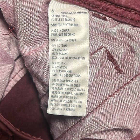 American Eagle Outfitters Maroon Pants Skinny Cropped Stretch Pants Burgundy 6 - Picture 9 of 10